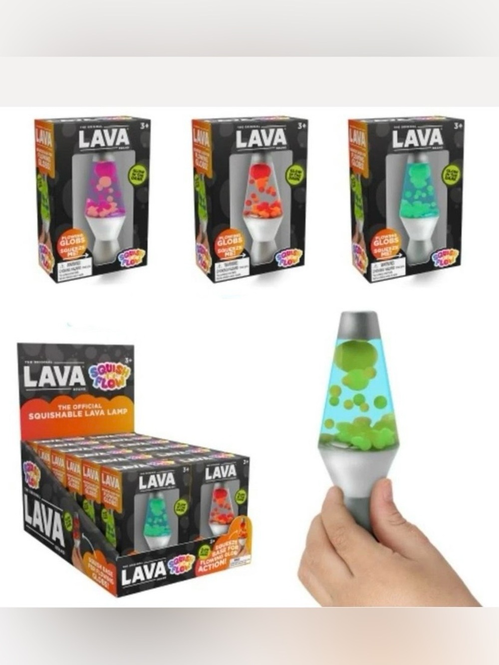 Schylling Squish N’ Flow Glow In The Dark Lava Lamp, Green & Blue